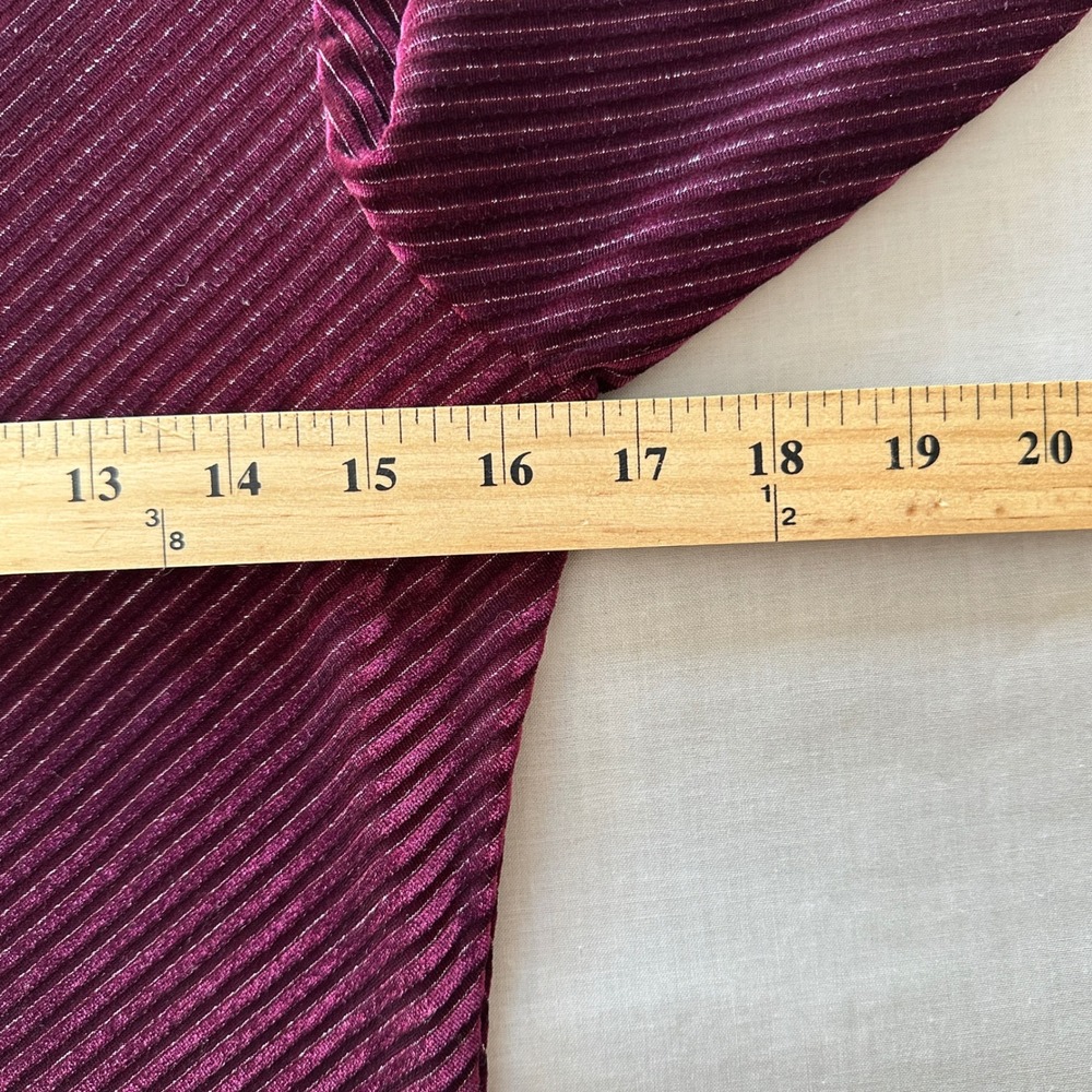 Maison‎ Tara Women's 6 Midi Dress Burgundy Metallic Ribbed V-Neck NEW - Picture 3 of 10